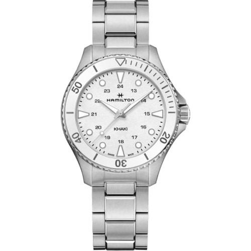 Khaki Navy Scuba Quartz 37 Stainless Steel / White / Bracelet