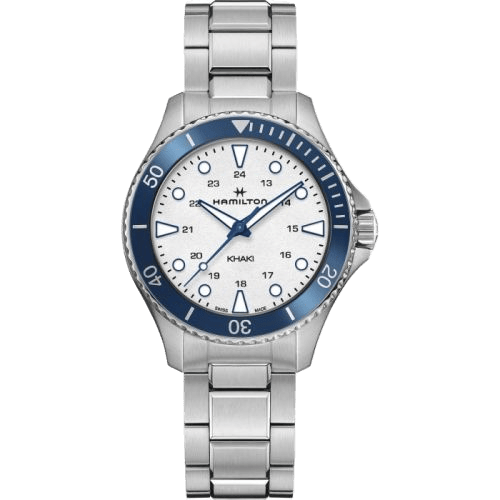 Khaki Navy Scuba Quartz 37 Stainless Steel / White / Bracelet