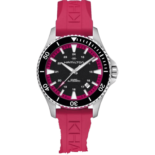 Khaki Navy Scuba Auto Stainless Steel / Black - Pink / Rubber
