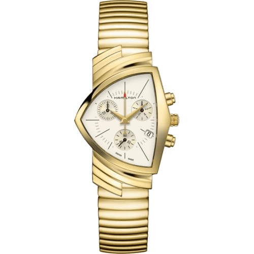 Ventura Chrono Quartz 32.3 Yellow Gold / Silver / Bracelet
