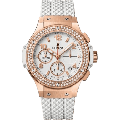 Big Bang Original 41 Red Gold - Diamonds / White / Rubber