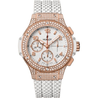 Big Bang Original 41 Red Gold - Pavé / White / Rubber
