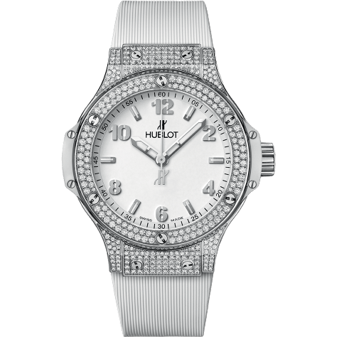 Big Bang 38 Quartz Stainless Steel - Pavé / White / Rubber