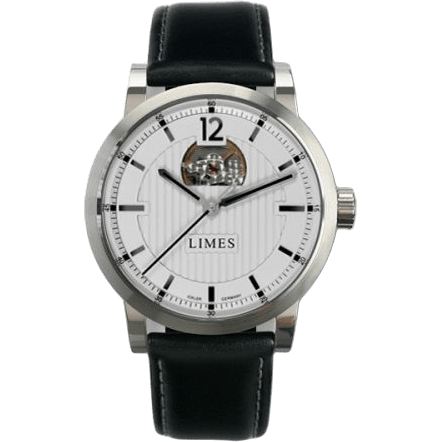 Chyros Balancier Visible - silvered / black leather strap