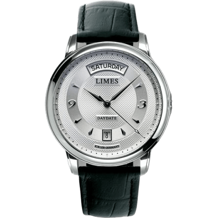 Pharo DayDate - Silvered / black leather strap