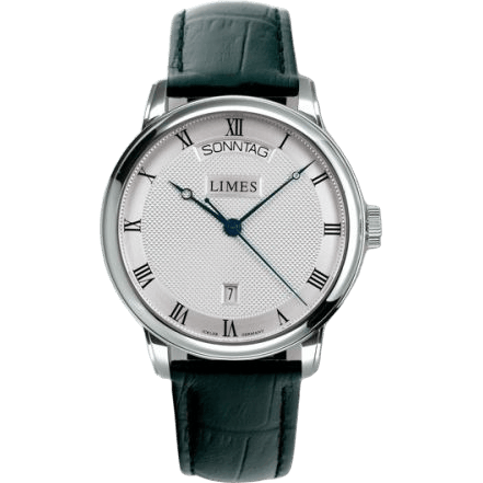 Pharo DayDate - silvered - black leather strap