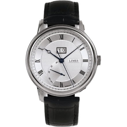 Pharo BigDate - Silvered / black leather strap