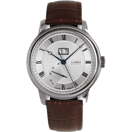 Pharo BigDate - Silvered / Brown leather strap