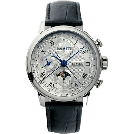 Pharo Chrono - Silvered / roman / black leather strap