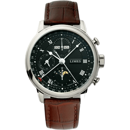 Pharo Chrono - Black / roman / brown leather strap