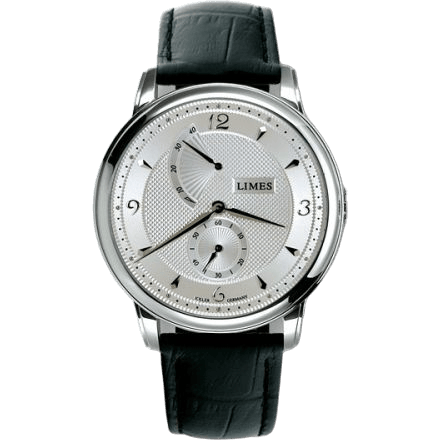 Pharo Hand wound - Silvered / black leather strap