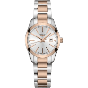 Conquest Classic Quartz 29.5 Stainless Steel / Red Gold PVD / Silver