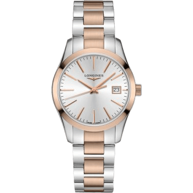 Conquest Classic Quartz 34 Stainless Steel / Red Gold PVD / Silver