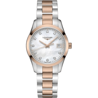 Conquest Classic Quartz 34 Stainless Steel / Red Gold PVD / MOP