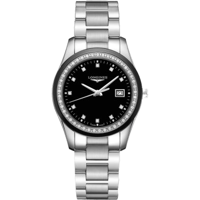 Conquest Classic Quartz 34 Stainless Steel / Ceramic / Diamond / Black