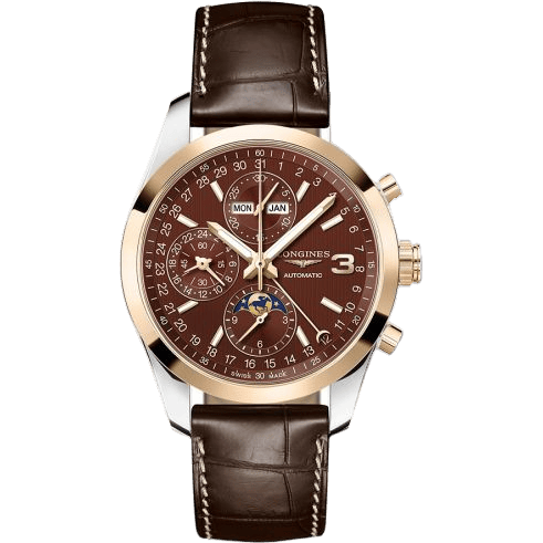 Conquest Classic Moonphase Stainless Steel - Red Gold / Chocolate / Triple Crown Collection