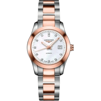 Conquest Classic Automatic 29.5 Stainless Steel / Red Gold / MOP / Bracelet