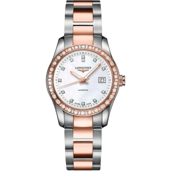 Conquest Classic Automatic 29.5 Stainless Steel / Red Gold / Diamond / MOP / Bracelet