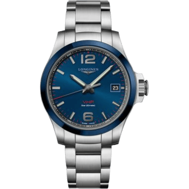 Conquest V.H.P. 41 Stainless Steel / Ceramic / Blue / Bracelet