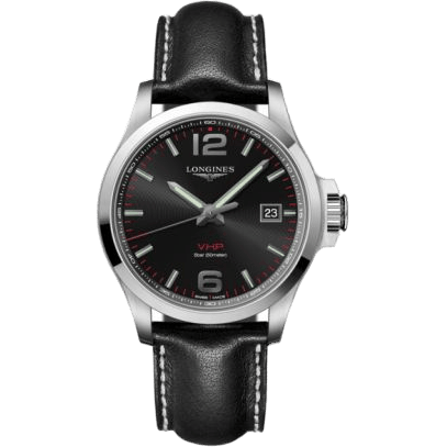 Conquest V.H.P. 43 Stainless Steel / Black / Leather