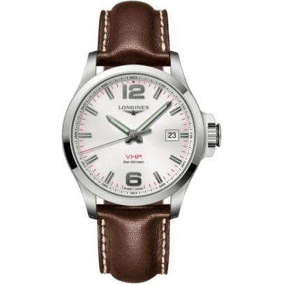 Conquest V.H.P. 43 Stainless Steel / Silver / Leather