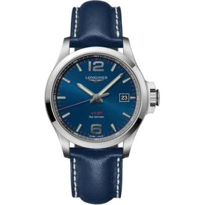Conquest V.H.P. 43 Stainless Steel / Blue / Leather