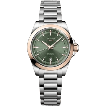 Conquest 30 Stainless Steel - Pink Gold / Green / Bracelet