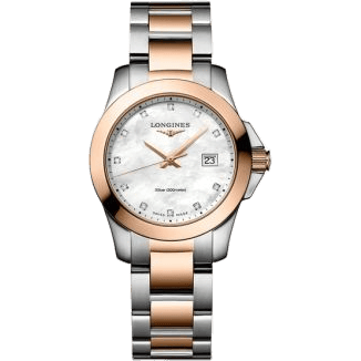 Conquest Quartz 29.5 Stainless Steel - Red Gold / MOP