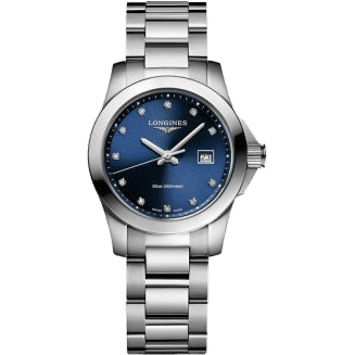 Conquest Quartz 29.5 Stainless Steel / Blue - Diamond