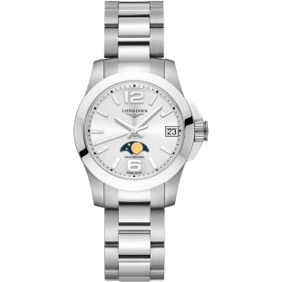 Conquest 29.5 Quartz Moonphase Stainless Steel / Black / Bracelet