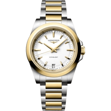Conquest Quartz 34 Stainless Steel - Yellow Gold / White / Bracelet