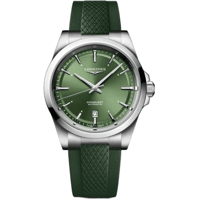 Conquest 41 Stainless Steel / Green / Rubber