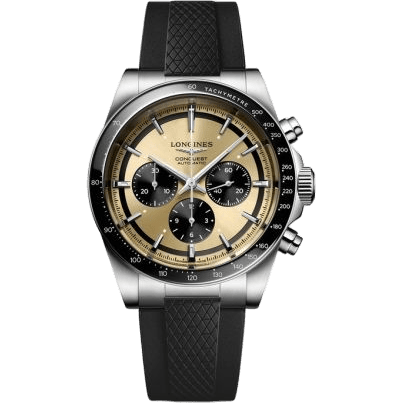 Conquest Chronograph 42 Stainless Steel / Brown / Rubber