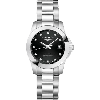 Conquest Quartz 29.5 Stainless Steel / Black - Diamond