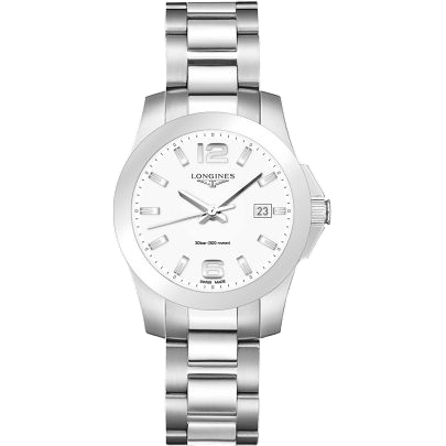 Conquest Quartz 36 Stainless Steel / White