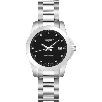 Conquest Quartz 36 Stainless Steel / Black