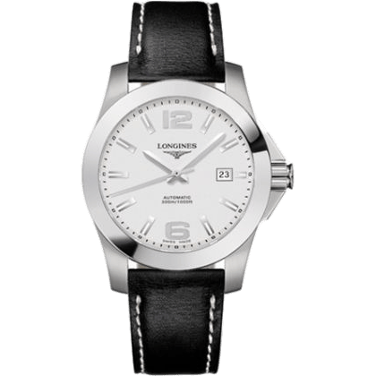 Conquest Automatic 41mm Silver Leather