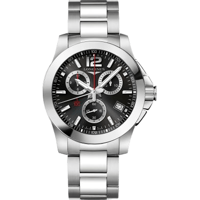 Conqyuest Chronograph Quartz 41 Stainless Steel / Black / Bracelet