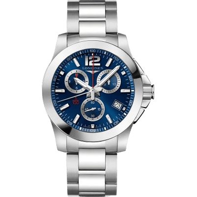 Conquest 41 Chronograph Quartz Stainless Steel / Blue / Bracelet