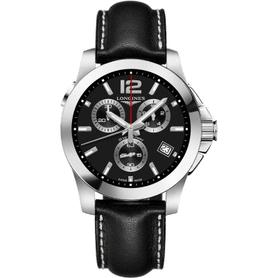 Conquest Chronograph Quartz 41 Stainless Steel / Black / Strap
