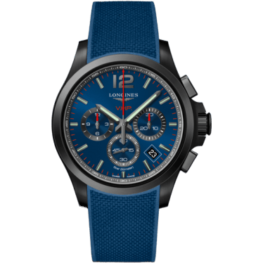 Conquest V.H.P. Chronograph 42 PVD / Blue / Rubber