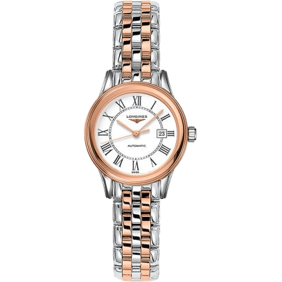 Flagship 30 Stainless Steel - Pink Gold / White - Roman / Bracelet