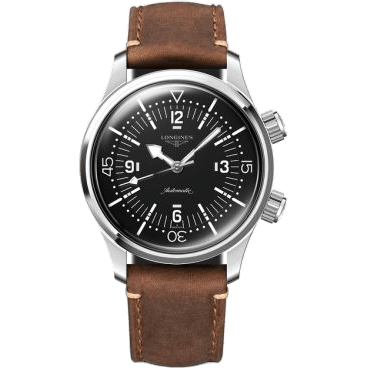 Heritage Legend Diver 39 Stainless Steel / Black / Leather Strap