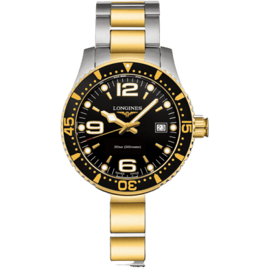 HydroConquest 41 Quartz Stainless Steel / Yellow Gold / Black / Bracelet