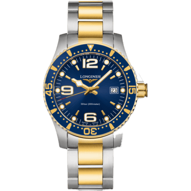 HydroConquest 41 Quartz Stainless Steel / Yellow Gold / Blue / Bracelet