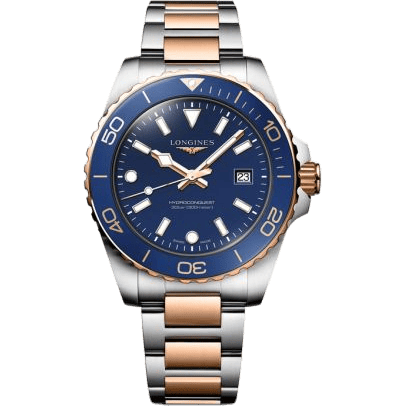 Hydroconquest Quartz 42 Stainless Steel - Red Gold / Blue / Bracelet