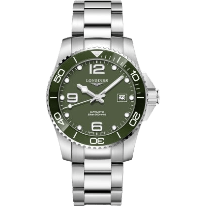 HydroConquest 41 Automatic Stainless Steel / Ceramic / Green / Bracelet