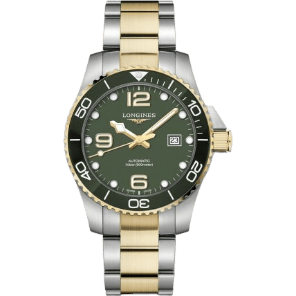 HydroConquest 43 Automatic Stainless Steel - Yellow Gold / Green / Bracelet