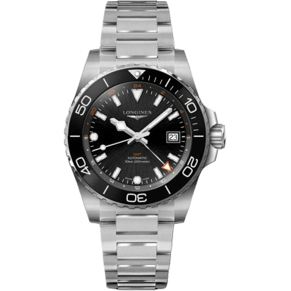 Hydroconquest GMT 41 Stainless Steel / Black / Bracelet