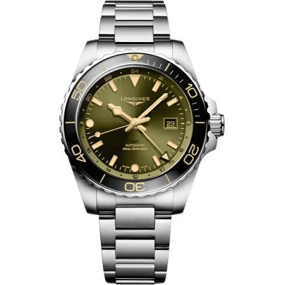 Hydroconquest GMT 43 Stainless Steel / Green / Bracelet